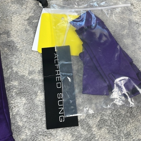 NWT Alfred Sung Bateau Neck Cap Sleeve Cocktail Bridesmaid Dress Majestic Purple - Picture 9 of 13